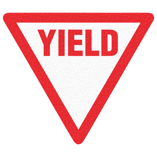 Panneau de signalisation au sol  Yield , Adh&eacute;sif, Anglais avec pictogramme Les Distributions ICE