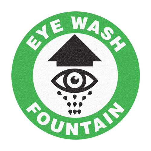 Panneau de signalisation au sol  Eye Wash Fountain , Adh&eacute;sif, Anglais avec pictogramme Les Distributions ICE