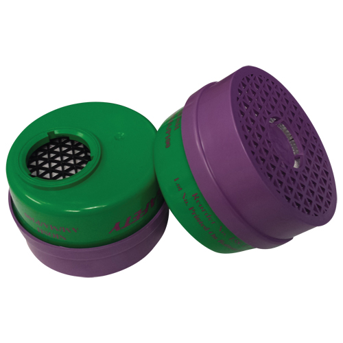 Cartouche pour respirateur, Combinaison cartouche et filtre contre les particules pour gaz/vapeurs, Ammoniac/M&eacute;thylamine/Filtre P100 Les Distributions ICE
