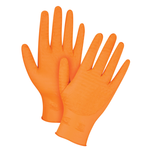 Gants de poids lourd Gripper, Grand, Nitrile, 7 mils, Sans poudre, Orange Les Distributions ICE