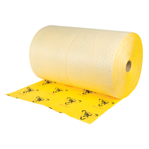 Rouleaux d'avertissement de premi&egrave;re qualit&eacute; - absorbants haute visibilit&eacute;, Lourd, 150' lo x 30" la, Absorption 57 gal. Les Distributions ICE