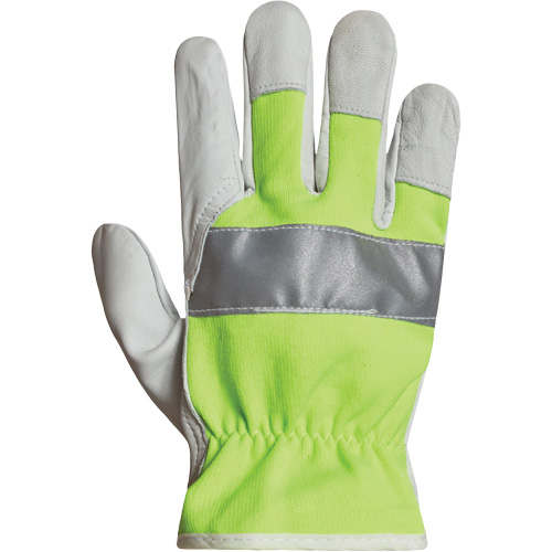 Gants de conducteur haute visibilit&eacute; avec bandes r&eacute;fl&eacute;chissantes Endura, 3T-Grand, Paume en Cuir fleur de ch&egrave;vre Les Distributions ICE