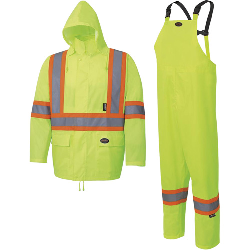 5619 150D Oxford Rain Suit, Polyester, 2X-Large, High Visibility Lime-Yellow Les Distributions ICE