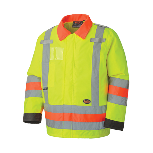 6037 Manteau de s&eacute;curit&eacute; imperm&eacute;able pour le contr&ocirc;le de la circulation, Polyester, Jaune lime haute visibilit&eacute;, T-petit Les Distributions ICE