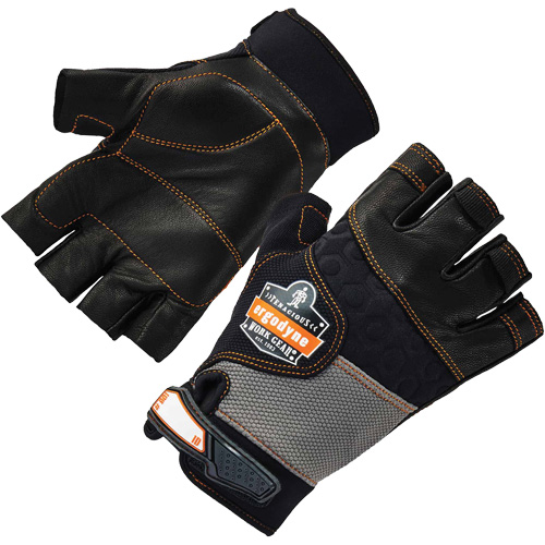 Gants demi-doigts en cuir r&eacute;duisant les impacts ProFlex 901, Petit, Paume en Cuir fleur, Poignet Boucle et crochet Les Distributions ICE