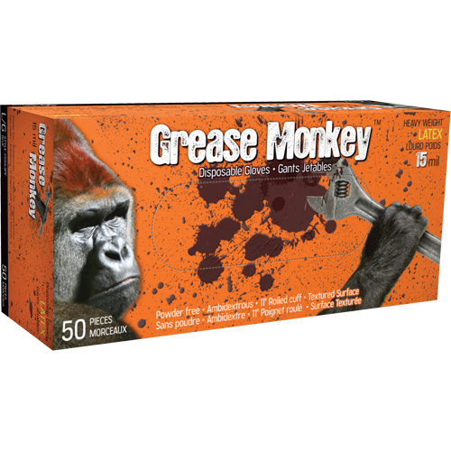 Gants Grease Monkey, Moyen, Latex, 15 mils, Sans poudre, Bleu Les Distributions ICE