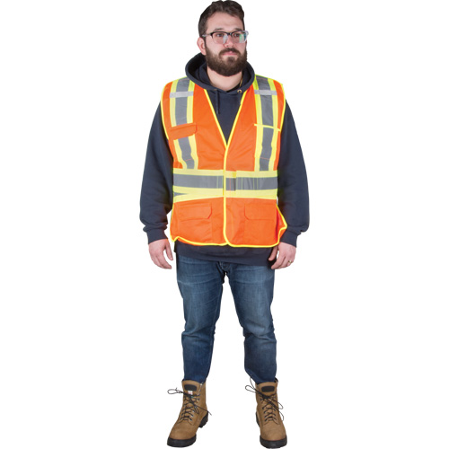 Flame-Resistant Surveyor Vest, High Visibility Orange, Medium, Polyester Les Distributions ICE