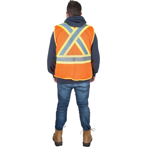 Flame-Resistant Surveyor Vest, High Visibility Orange, Medium, Polyester Les Distributions ICE