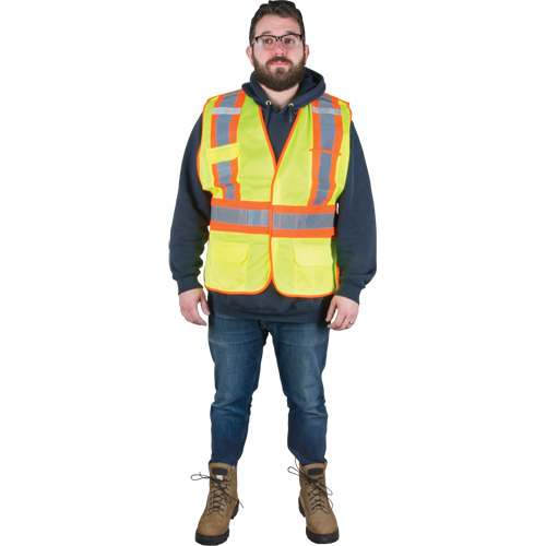 Flame-Resistant Surveyor Vest, High Visibility Lime-Yellow, Medium, Polyester Les Distributions ICE