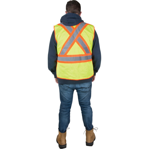 Flame-Resistant Surveyor Vest, High Visibility Lime-Yellow, Medium, Polyester Les Distributions ICE