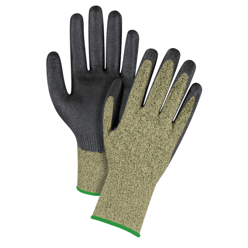 Gants &eacute;lastiques sans coutures r&eacute;sistants &agrave; la coupe noir & jaune, Taille Moyen/8, Calibre 13, Rev&ecirc;tement Mousse de nitrile, Enveloppe en Aramide, ASTM ANSI niveau A6 Les Distributions ICE