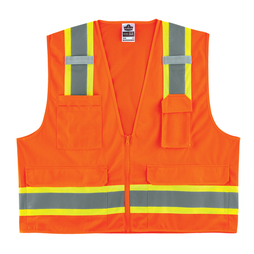 GloWear&reg; 8248Z Two-Tone Surveyors Vest, High Visibility Orange, Medium/Small, Polyester Les Distributions ICE