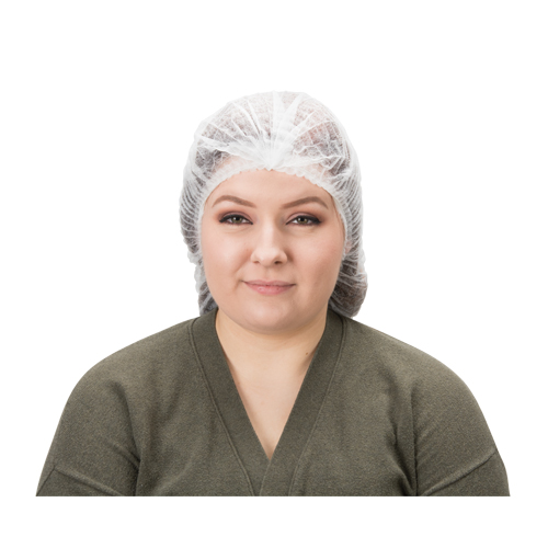 Bonnet bouffant pliss&eacute;, Polypropyl&egrave;ne, 19", Blanc Les Distributions ICE