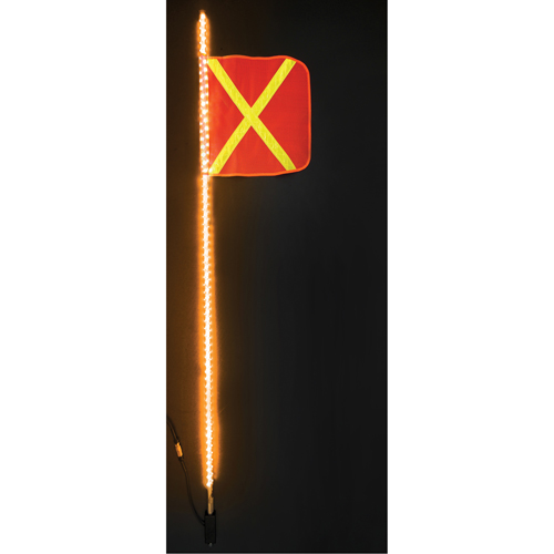 Fanions DEL robustes Safety Whip, Fixation Attelage, Hauteur 6, Orange avec X r&eacute;fl&eacute;chissant Les Distributions ICE