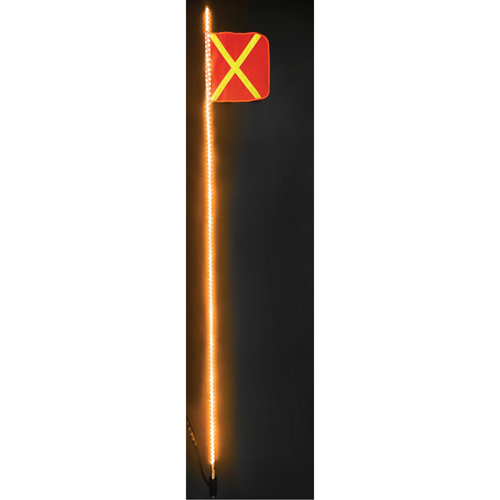 Fanions DEL robustes Safety Whip, Fixation Attelage, Hauteur 10, Orange avec X r&eacute;fl&eacute;chissant Les Distributions ICE