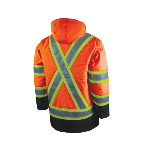 Lined Safety Parka, High Visibility Orange, Large Les Distributions ICE