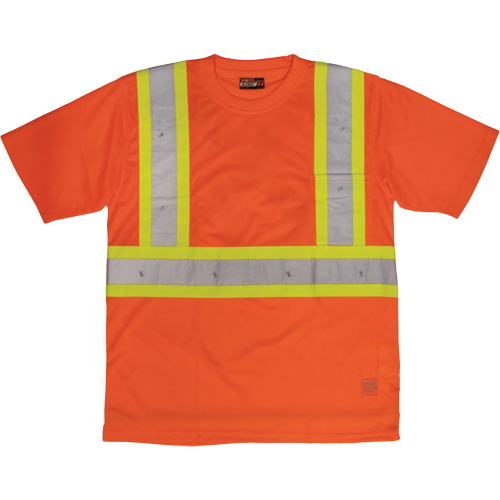 T-shirt de s&eacute;curit&eacute; avec poche &agrave; manches courtes, Polyester, Grand, Orange haute visibilit&eacute; Les Distributions ICE