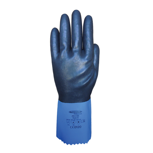 Summitech Full-Dipped Chemical Resistant Gloves, Size Small/7, 11.8" L, Chloroprene, Poly-Cotton Inner Lining, 59-mil Les Distributions ICE
