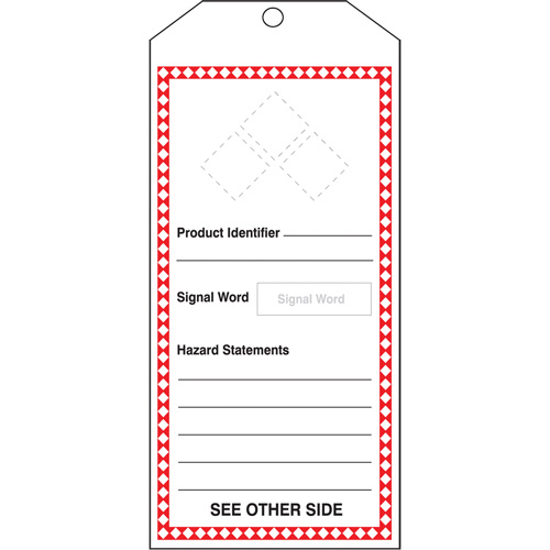 GHS Jumbo Safety Tag, Cardstock, 3-7/8" W x 8-1/2" H, English Les Distributions ICE
