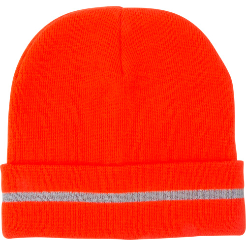 Bonnet en tricot haute visibilit&eacute; avec bande r&eacute;fl&eacute;chissante, Orange haute visibilit&eacute;, Acrylique Les Distributions ICE