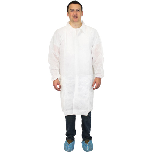 Sarreau de laboratoire, Polypropyl&egrave;ne, Blanc, Grand Les Distributions ICE