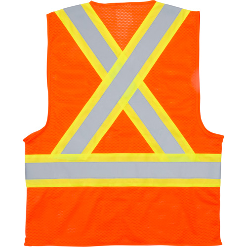 Traffic Safety Vest, High Visibility Orange, Medium, Polyester Les Distributions ICE