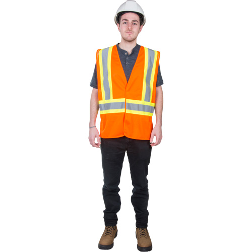 Traffic Safety Vest, High Visibility Orange, Medium, Polyester Les Distributions ICE