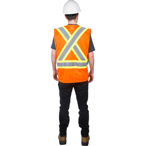 Traffic Safety Vest, High Visibility Orange, Medium, Polyester Les Distributions ICE