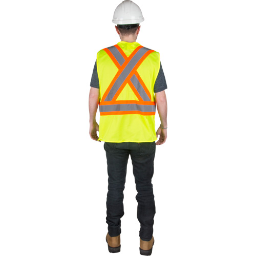 Traffic Safety Vest, High Visibility Lime-Yellow, Medium, Polyester Les Distributions ICE
