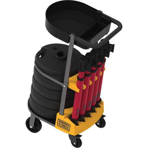 PLUS Barrier Post Cart Kit with Tray, 75' L, Metal, Yellow Les Distributions ICE