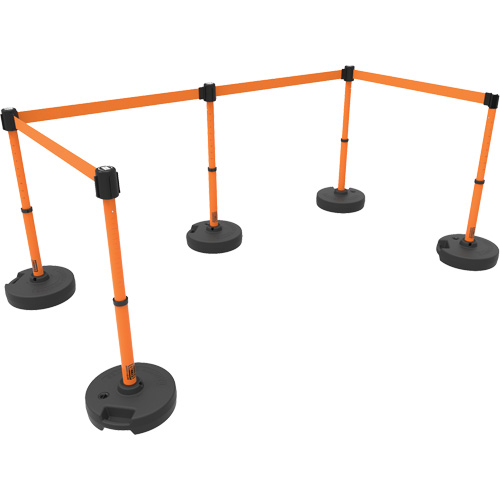 PLUS Barrier Post Set X5, Plastic, 42" H, Orange Tape, 15' Tape Length Les Distributions ICE