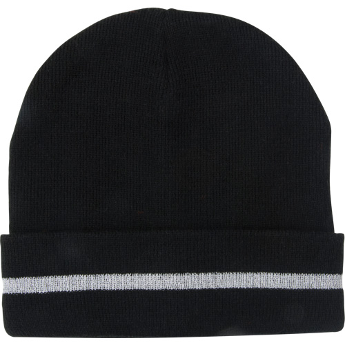 Knit Hat with Silver Reflective Stripe, One Size, Black Les Distributions ICE