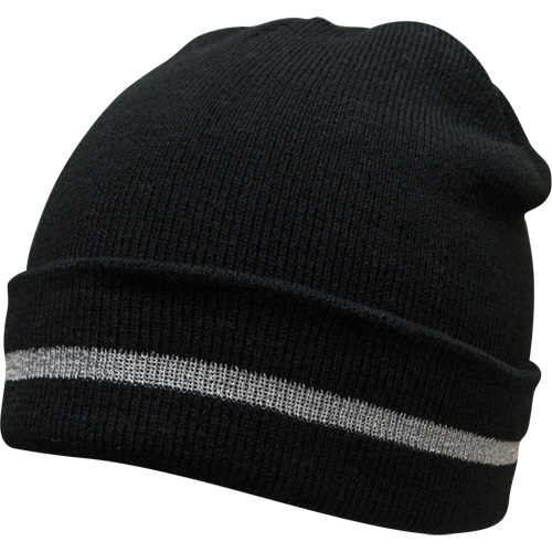 Knit Hat with Silver Reflective Stripe, One Size, Black Les Distributions ICE