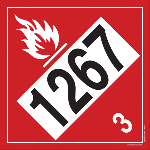 1267 Petroleum Crude Oil Flammable Liquid TDG Placard, Plastic Les Distributions ICE