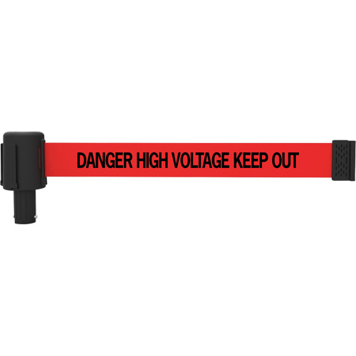 Cassette de banni&egrave;re PLUS, Danger High Voltage Keep Out, 15', Ruban Rouge Les Distributions ICE