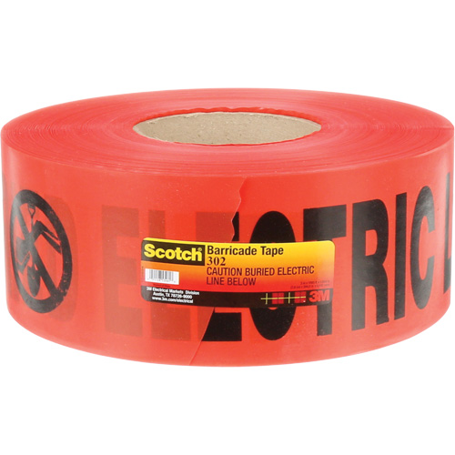Ruban pour barri&egrave;res pour services publics souterrains Scotch, Anglais, 3" la x 1000' lo, 4 mils, Noir/rouge Les Distributions ICE