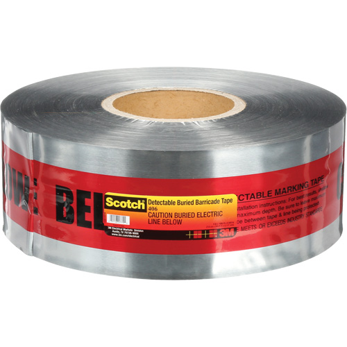 Ruban pour barri&egrave;res pour d&eacute;tection de services publics souterrains Scotch, Anglais, 3" la x 1000' lo, 5 mils, Noir/rouge Les Distributions ICE