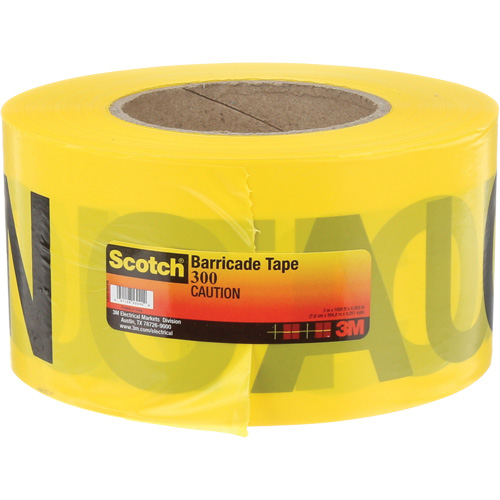 Ruban pour barri&egrave;res pour services publics souterrains Scotch, Anglais, 3" la x 1000' lo, 2 mils, Noir sur jaune Les Distributions ICE