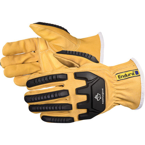 Gants de conducteur antichocs Endura, Petit, Paume en Cuir fleur de ch&egrave;vre Les Distributions ICE