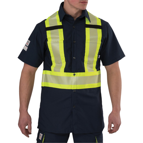 Ripstop High Visibility Short Sleeved Shirt, Polyester, Medium (Tall), Navy Blue Les Distributions ICE