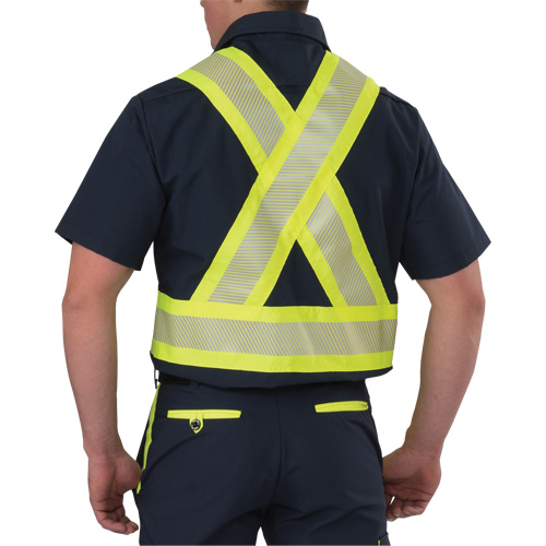 Ripstop High Visibility Short Sleeved Shirt, Polyester, Medium (Tall), Navy Blue Les Distributions ICE
