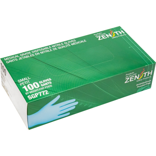 Puncture-Resistant Medical-Grade Disposable Gloves, Small, Nitrile, 4.5-mil, Powder-Free, Blue, Class 2 Les Distributions ICE