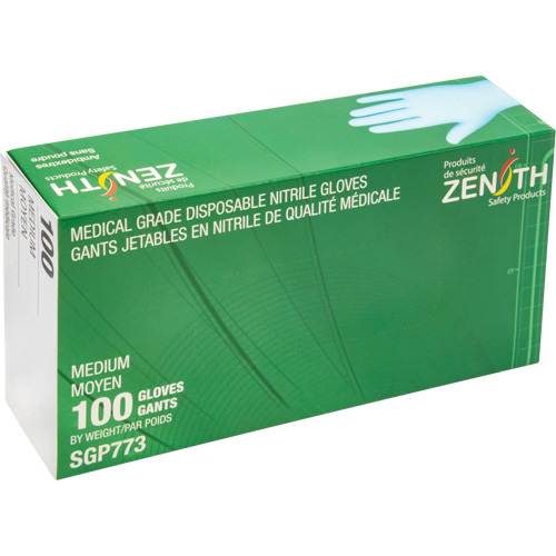 Gants jetables de calibre m&eacute;dical r&eacute;sistants &agrave; la perforation, Moyen, Nitrile, 4,5 mils, Sans poudre, Bleu, Classe 2 Les Distributions ICE