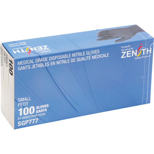 Gants jetables de calibre m&eacute;dical r&eacute;sistants &agrave; la perforation, Petit, Nitrile, 5 mils, Sans poudre, Noir, Classe 2 Les Distributions ICE