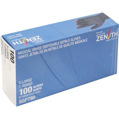Puncture-Resistant Medical-Grade Disposable Gloves, X-Large, Nitrile, 5-mil, Powder-Free, Black, Class 2 Les Distributions ICE