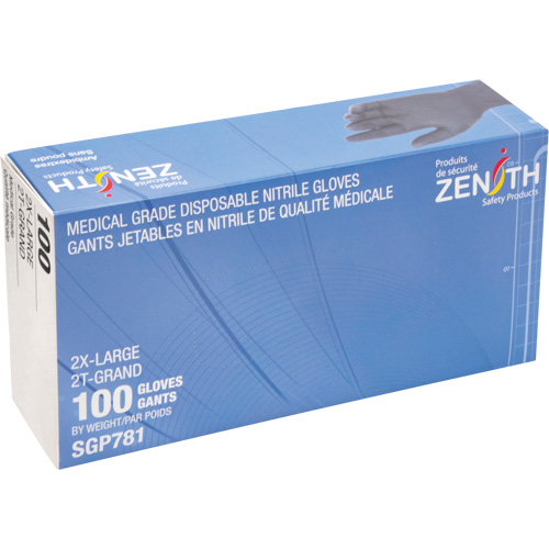 Puncture-Resistant Medical-Grade Disposable Gloves, 2X-Large, Nitrile, 5-mil, Powder-Free, Black, Class 2 Les Distributions ICE