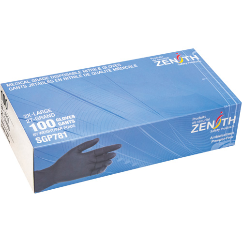 Puncture-Resistant Medical-Grade Disposable Gloves, 2X-Large, Nitrile, 5-mil, Powder-Free, Black, Class 2 Les Distributions ICE