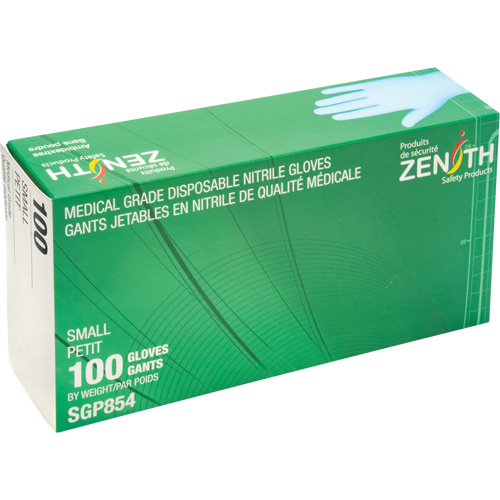 Puncture-Resistant Medical-Grade Disposable Gloves, Small, Nitrile, 3.5-mil, Powder-Free, Blue, Class 2 Les Distributions ICE