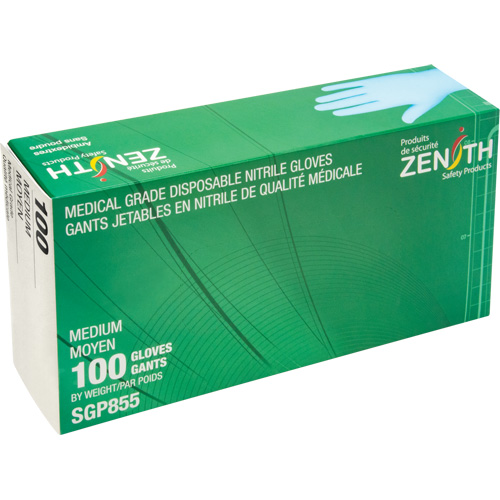 Gants jetables de calibre m&eacute;dical r&eacute;sistants &agrave; la perforation, Moyen, Nitrile, 3,5 mils, Sans poudre, Bleu, Classe 2 Les Distributions ICE