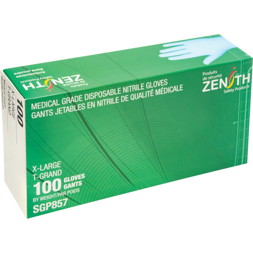 Gants jetables de calibre m&eacute;dical r&eacute;sistants &agrave; la perforation, T-Grand, Nitrile, 3,5 mils, Sans poudre, Bleu, Classe 2 Les Distributions ICE
